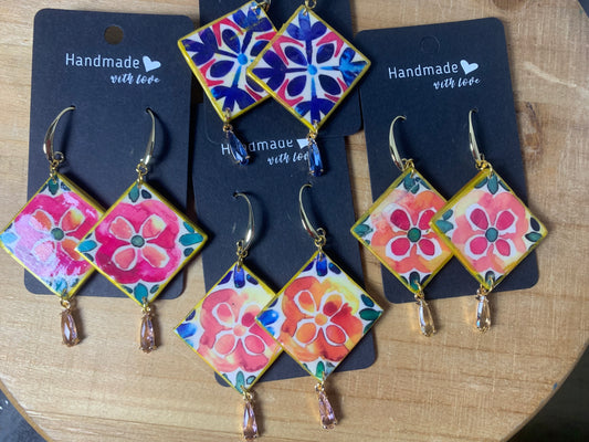 Fiesta with crystal charm earrings