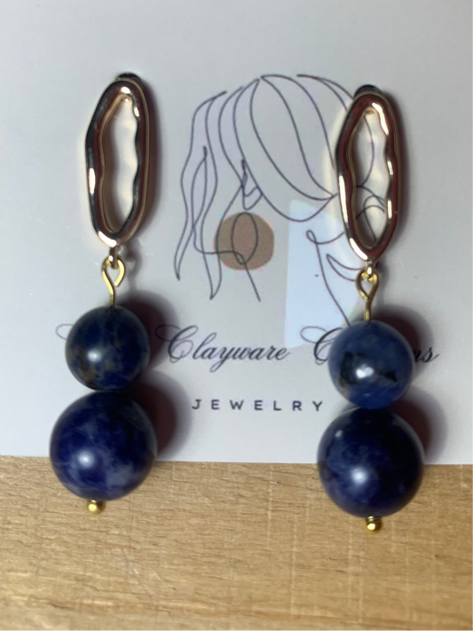 Blue Sodalite stone earrings