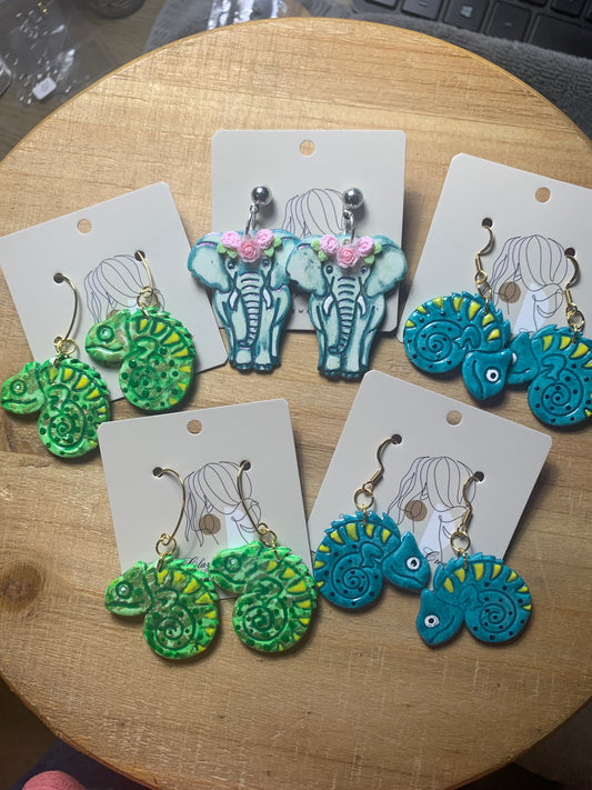 Chameleon polymer clay earrings
