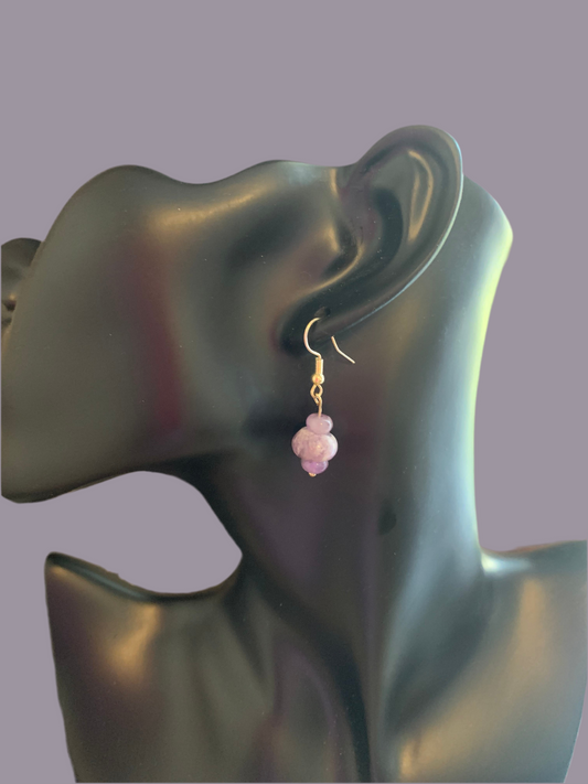 Amethyst natural stone earrings -3 stones