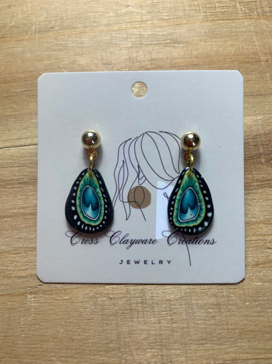 Tear drop polymer  clay earrings