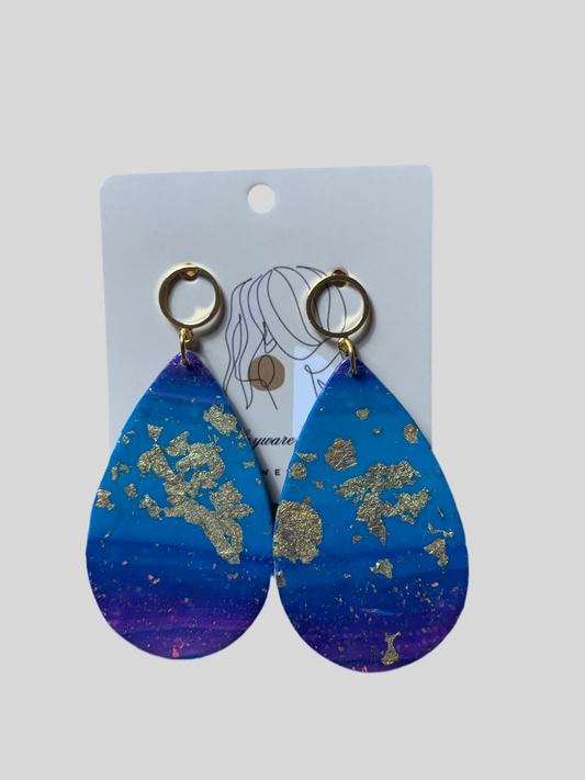 Ocean blues polymer clay earrings