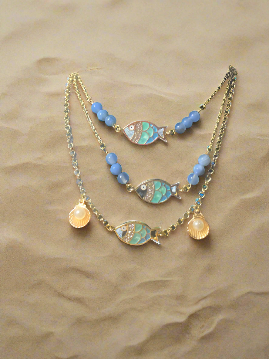 Fish necklace with beads