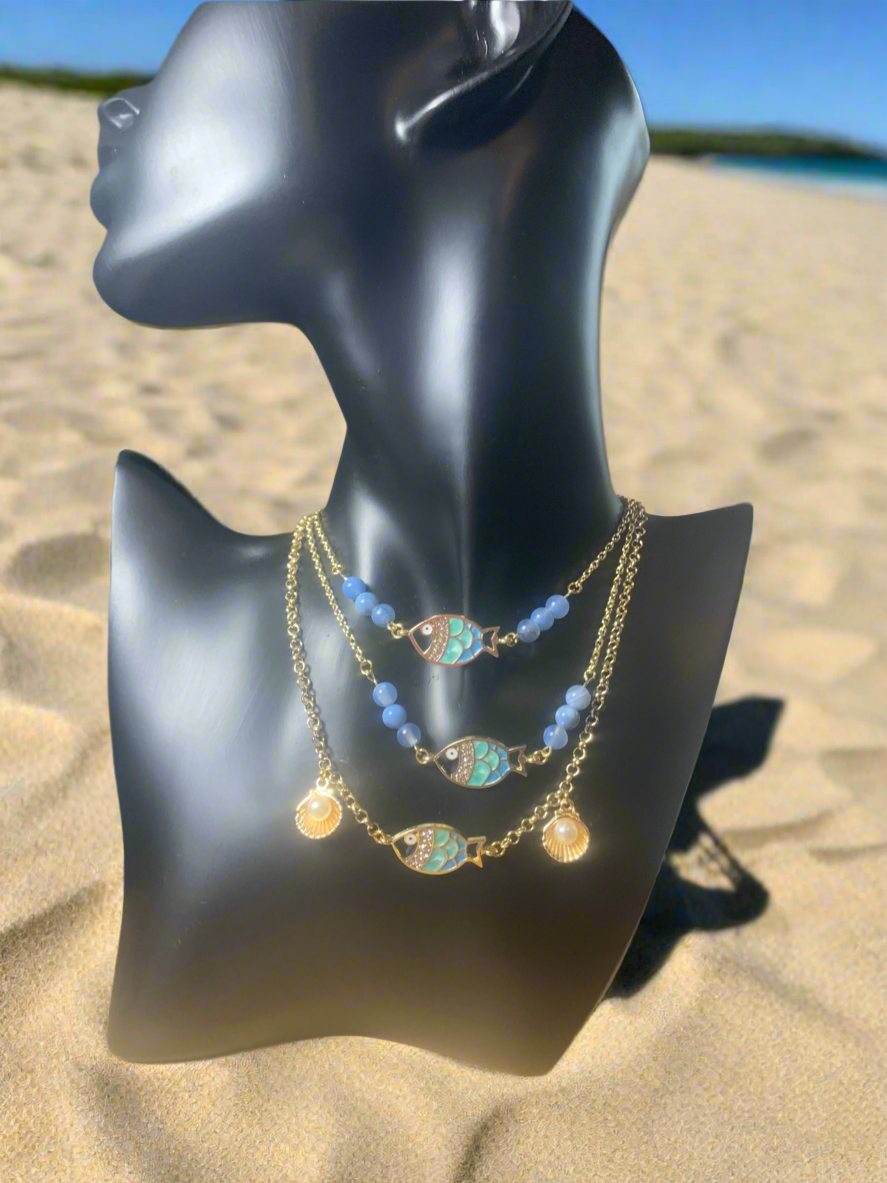 Fish necklace with beads