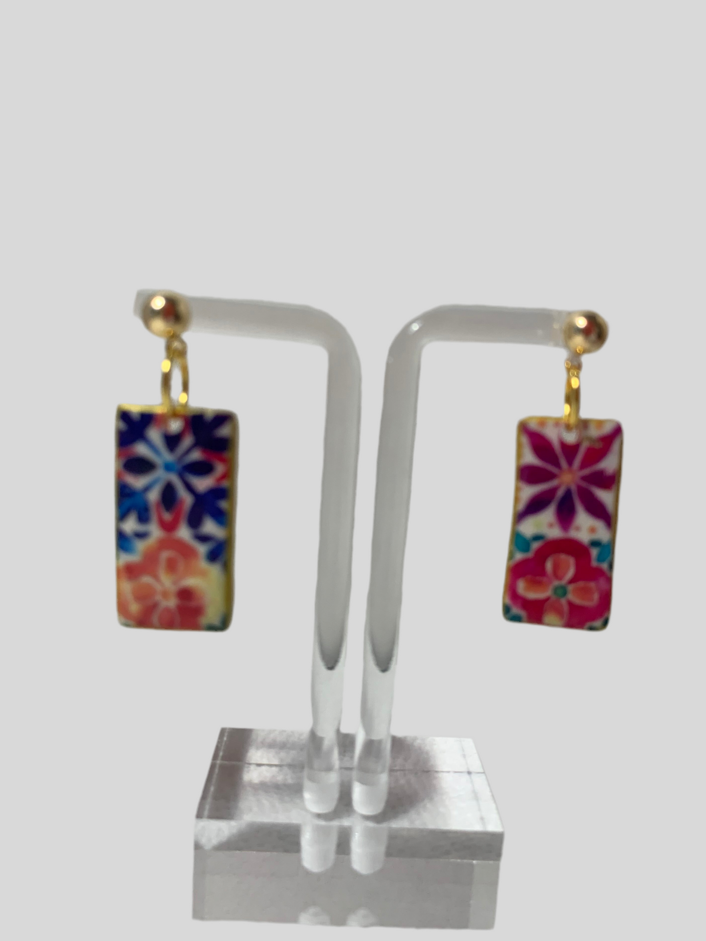 Fiesta oblong polymer clay earrings