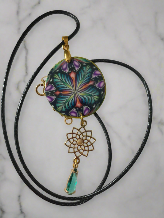 Polymer clay leaf design necklace