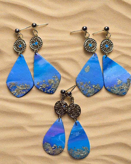 Polymer clay ocean waves earrings