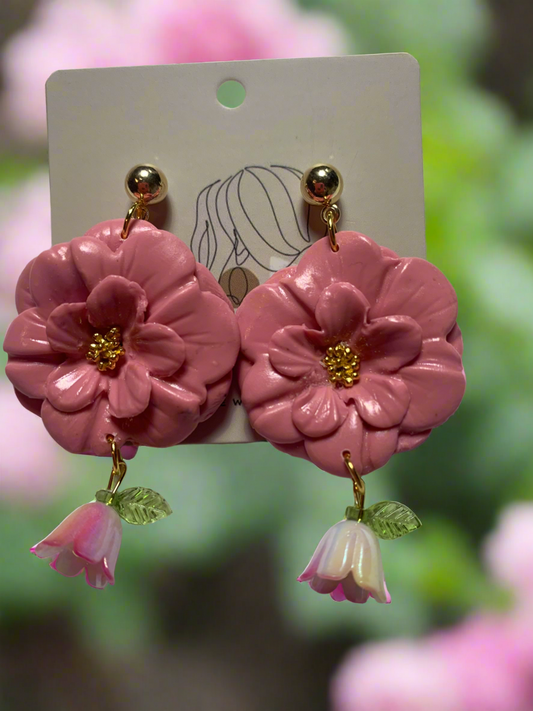 Dusty Rose flower polymer clay