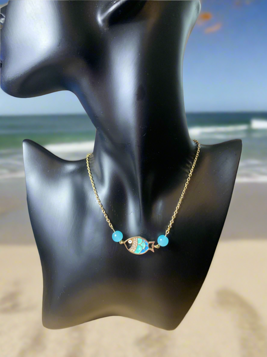 Fish necklace with beads