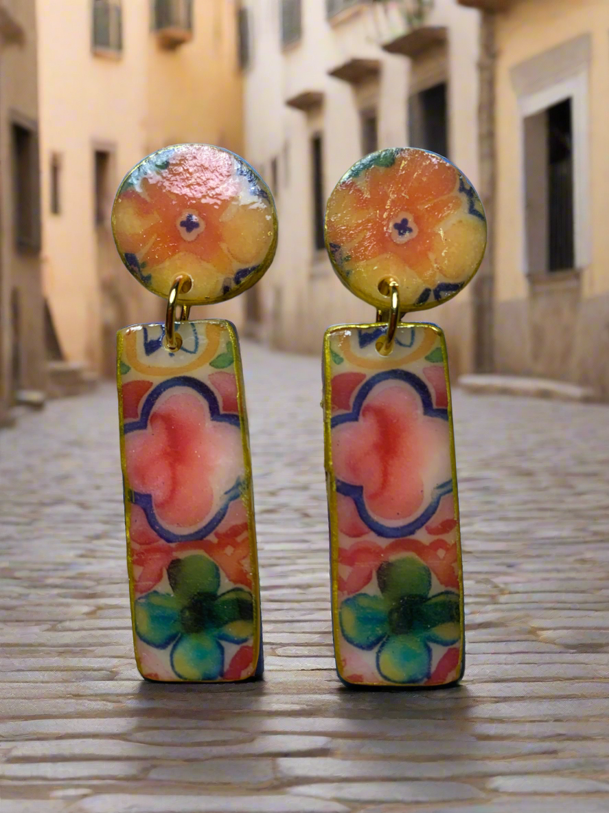 Talavera print earrings