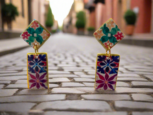 Fiesta oblong polymer clay earrings