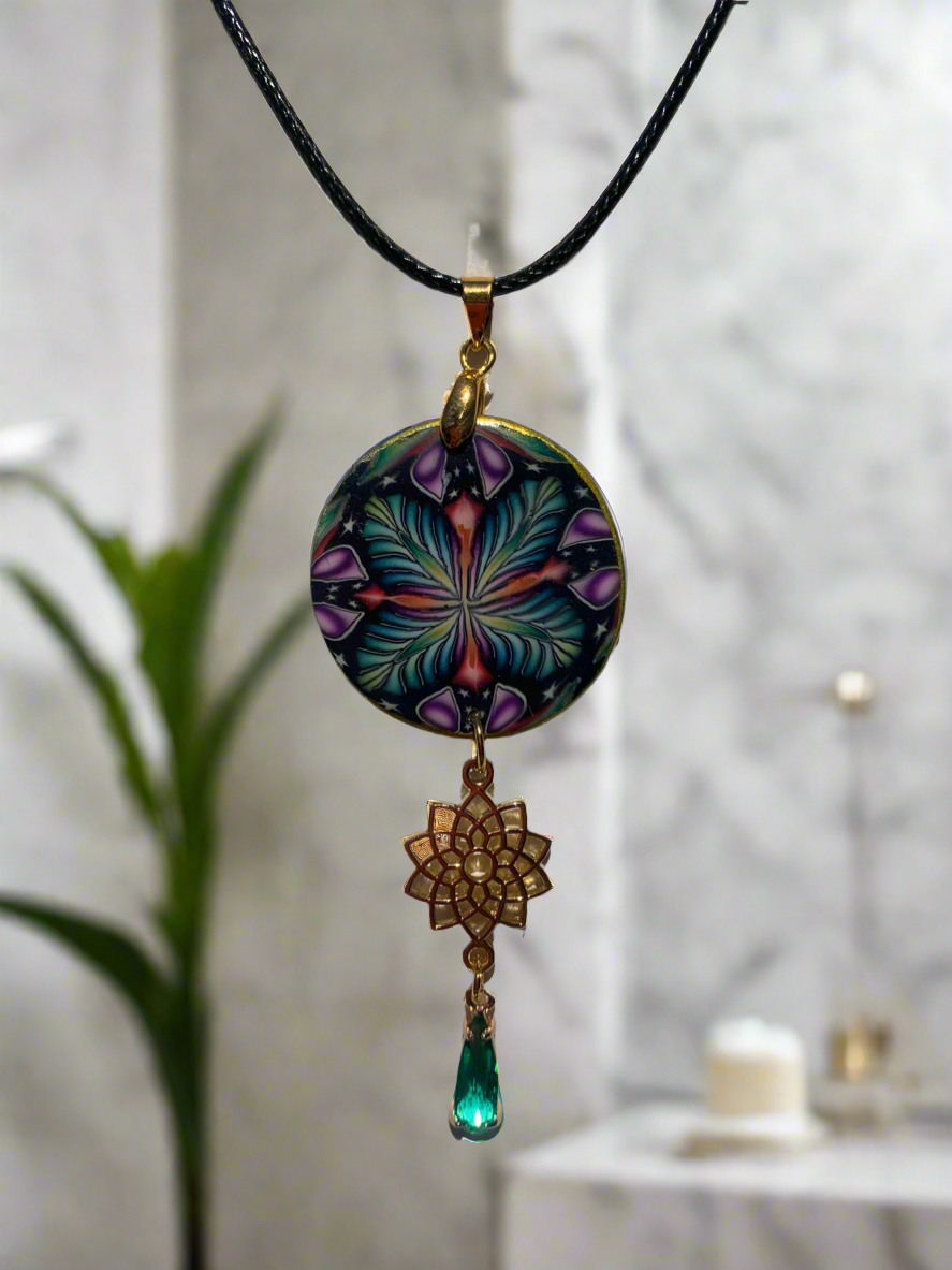 Polymer clay leaf design necklace