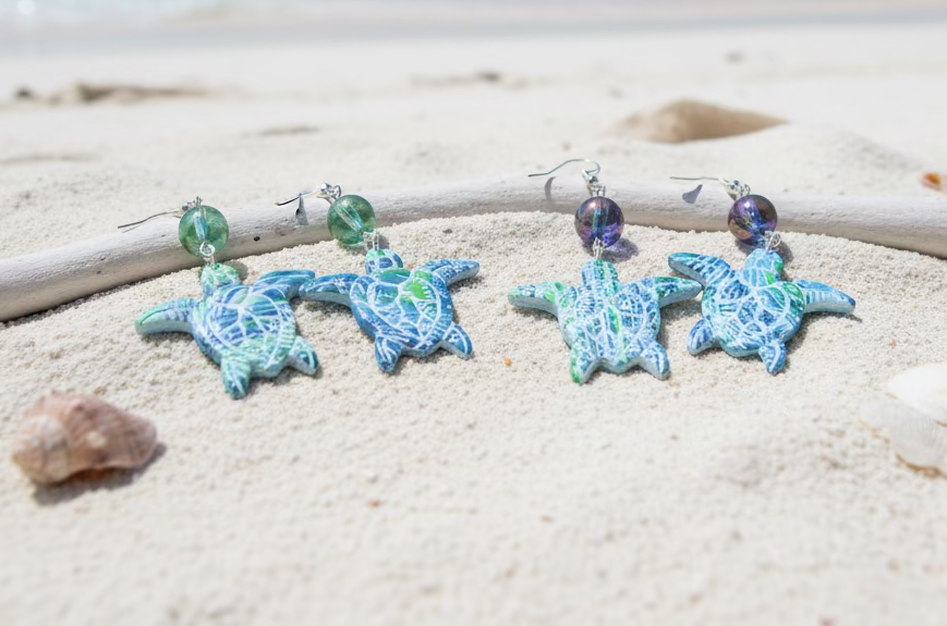 Sea turtles polymer clay earrings