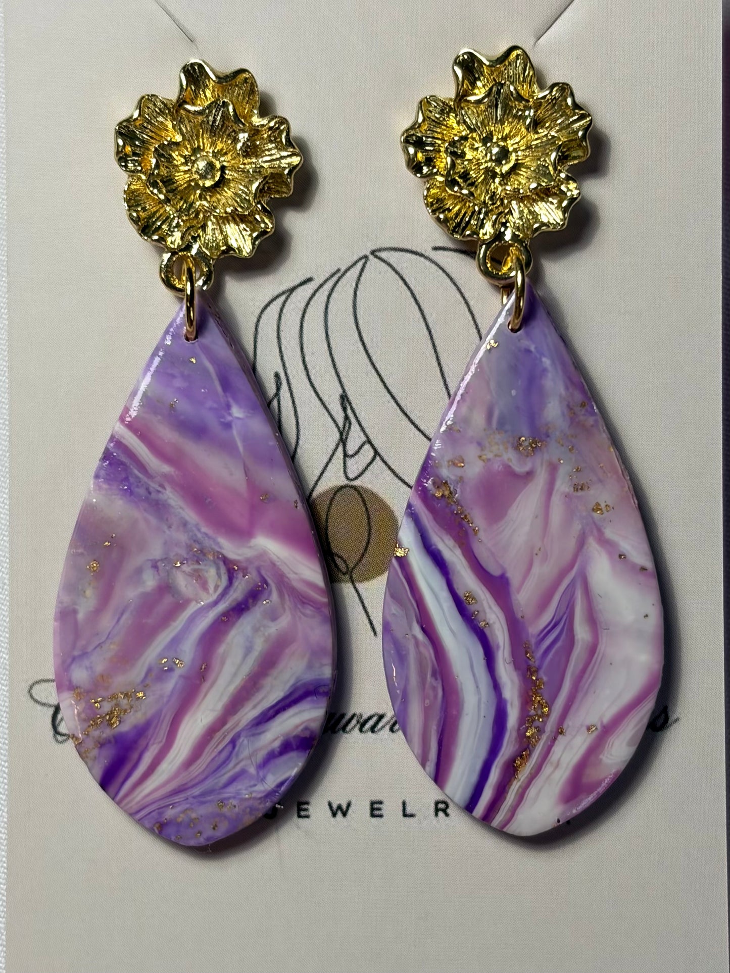 Cosmo purple polymer clay earrings
