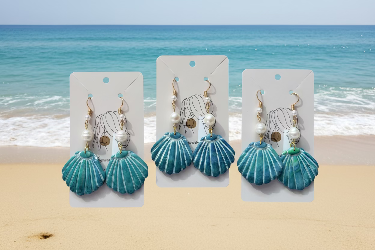 Seashells with cultured pearls