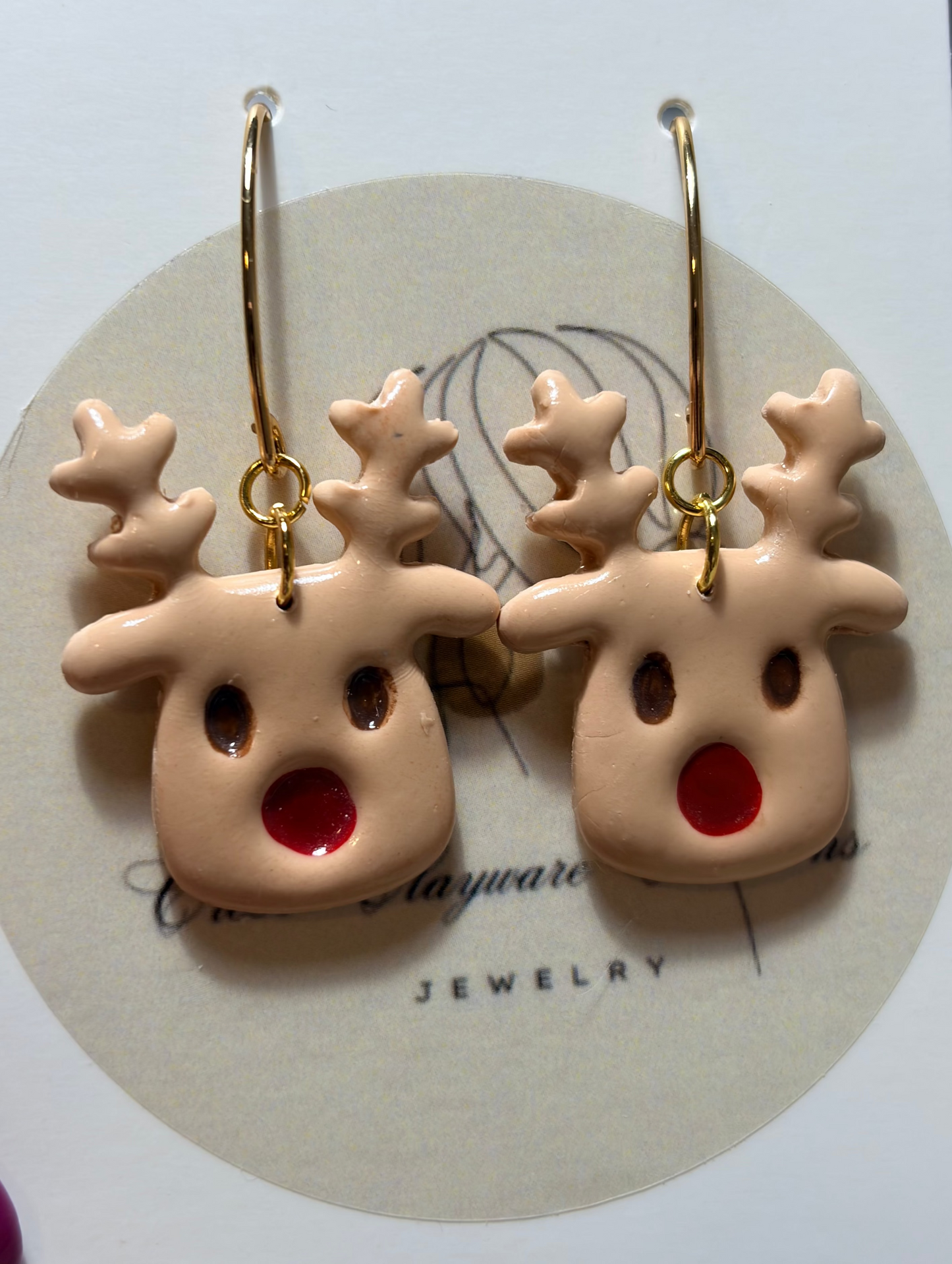 Reindeer clay earrings
