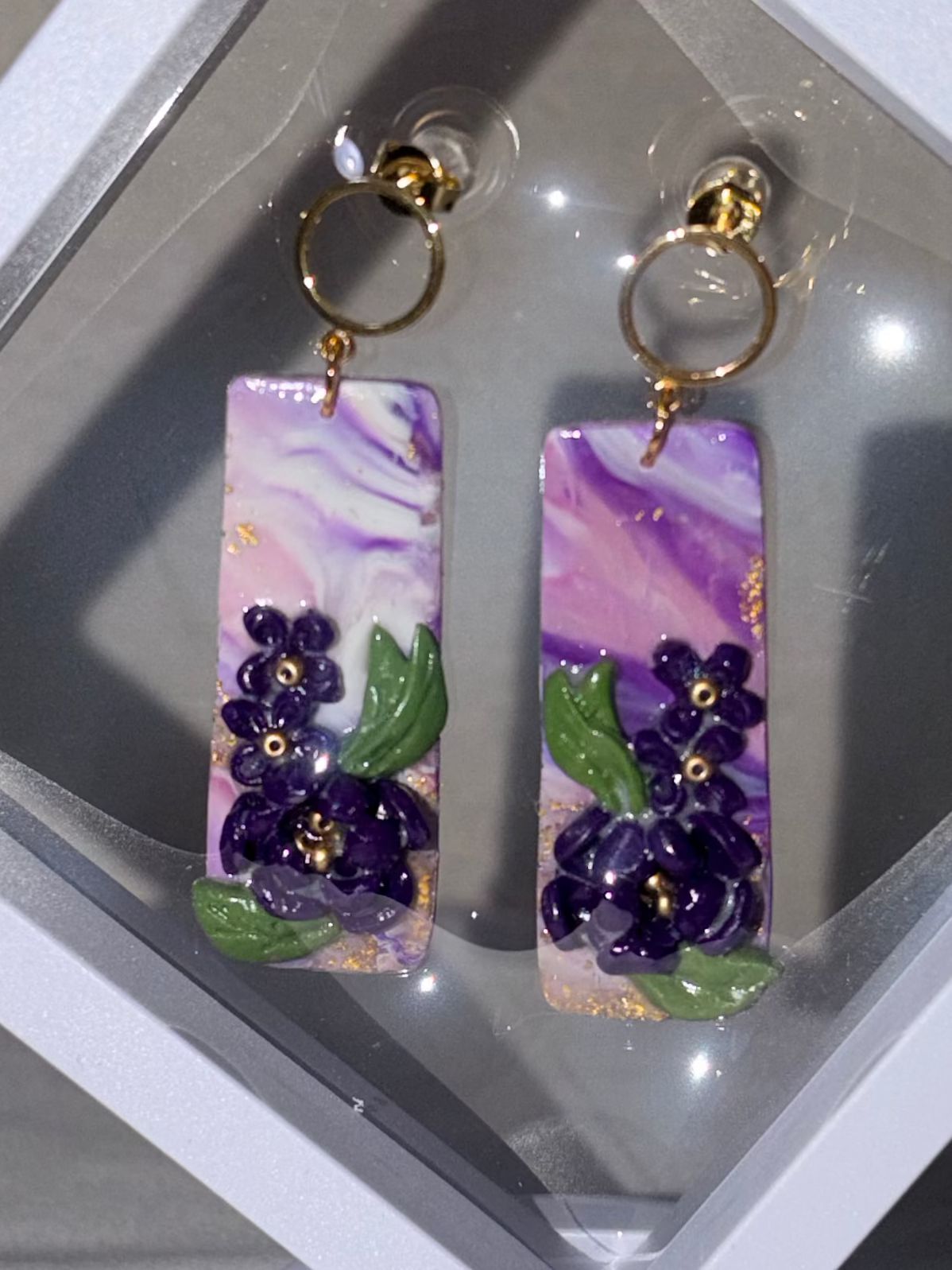 Cosmo flowers oblong earrings