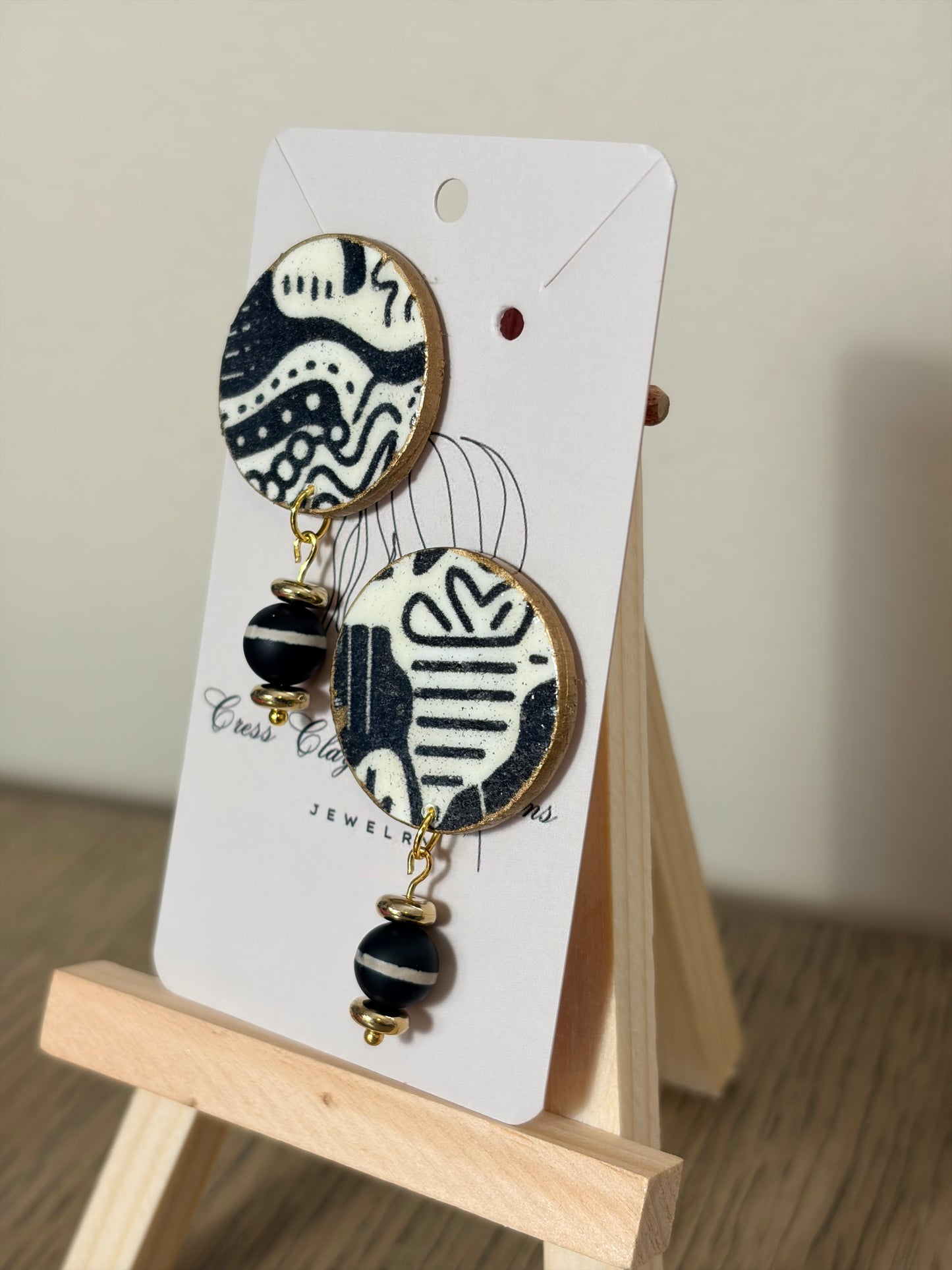Midnight circle earrings