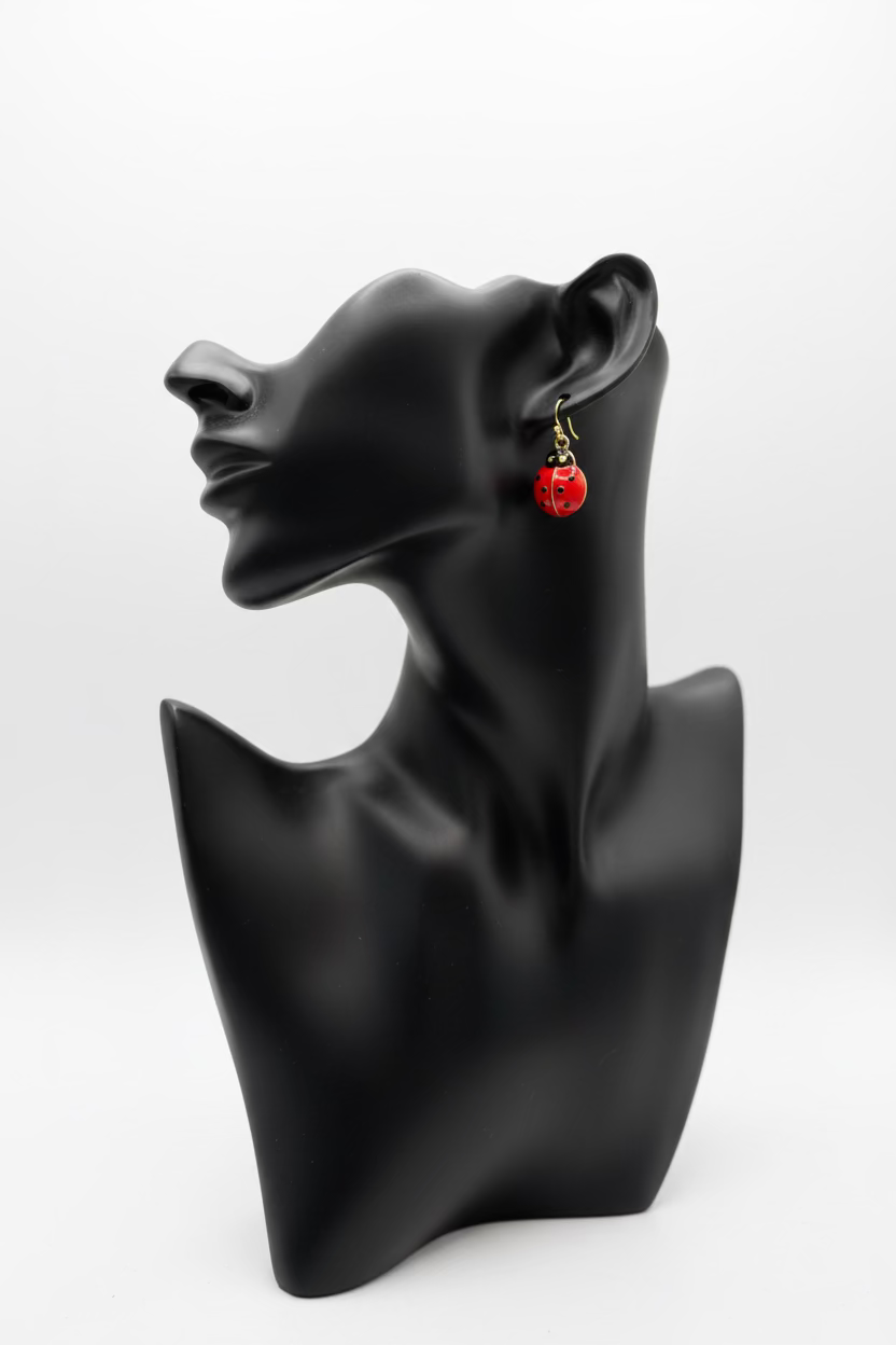 Ladybug enamel earrings