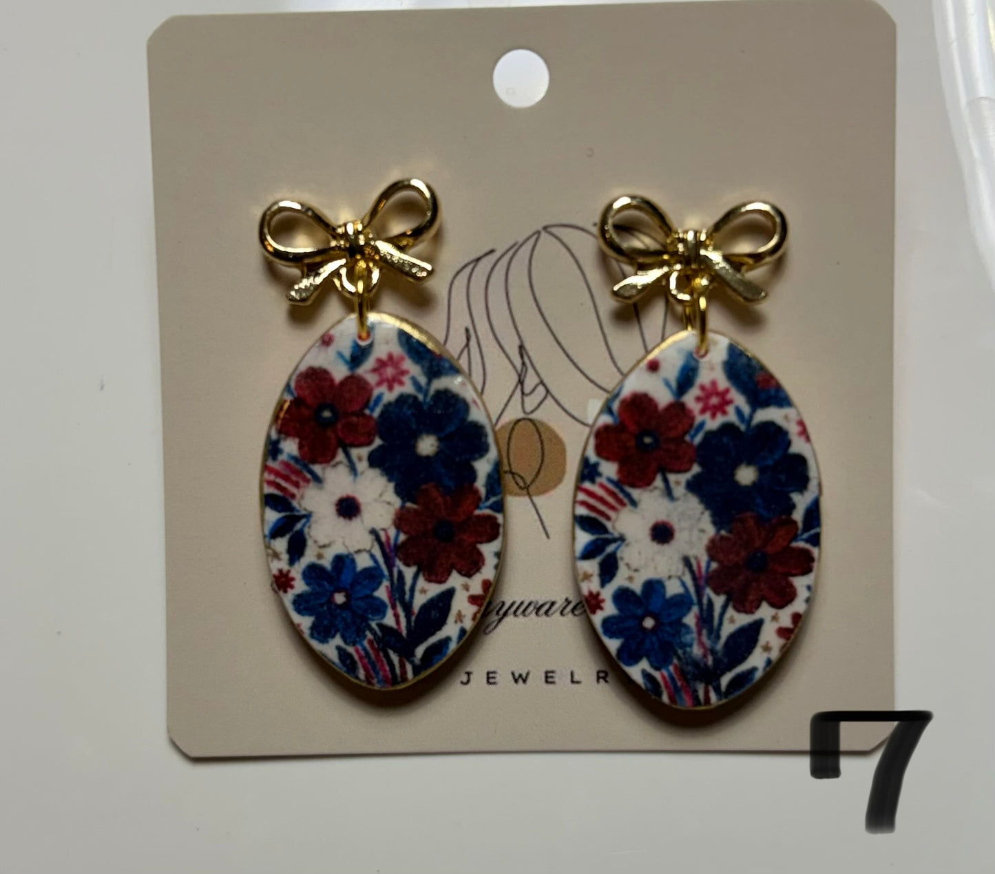 Patriotic colors flower earrings