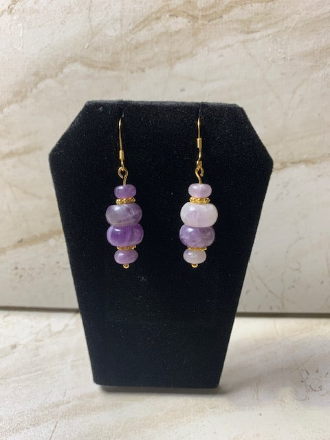 Amethyst natural stone earrings -4 stones