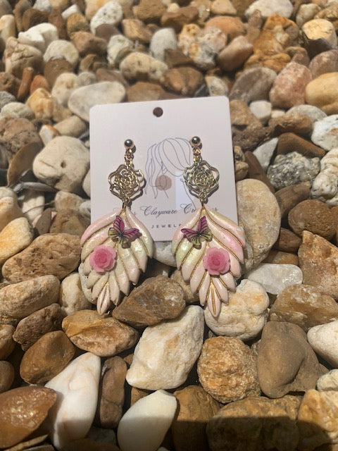Leaf with butterflies or rose earrings