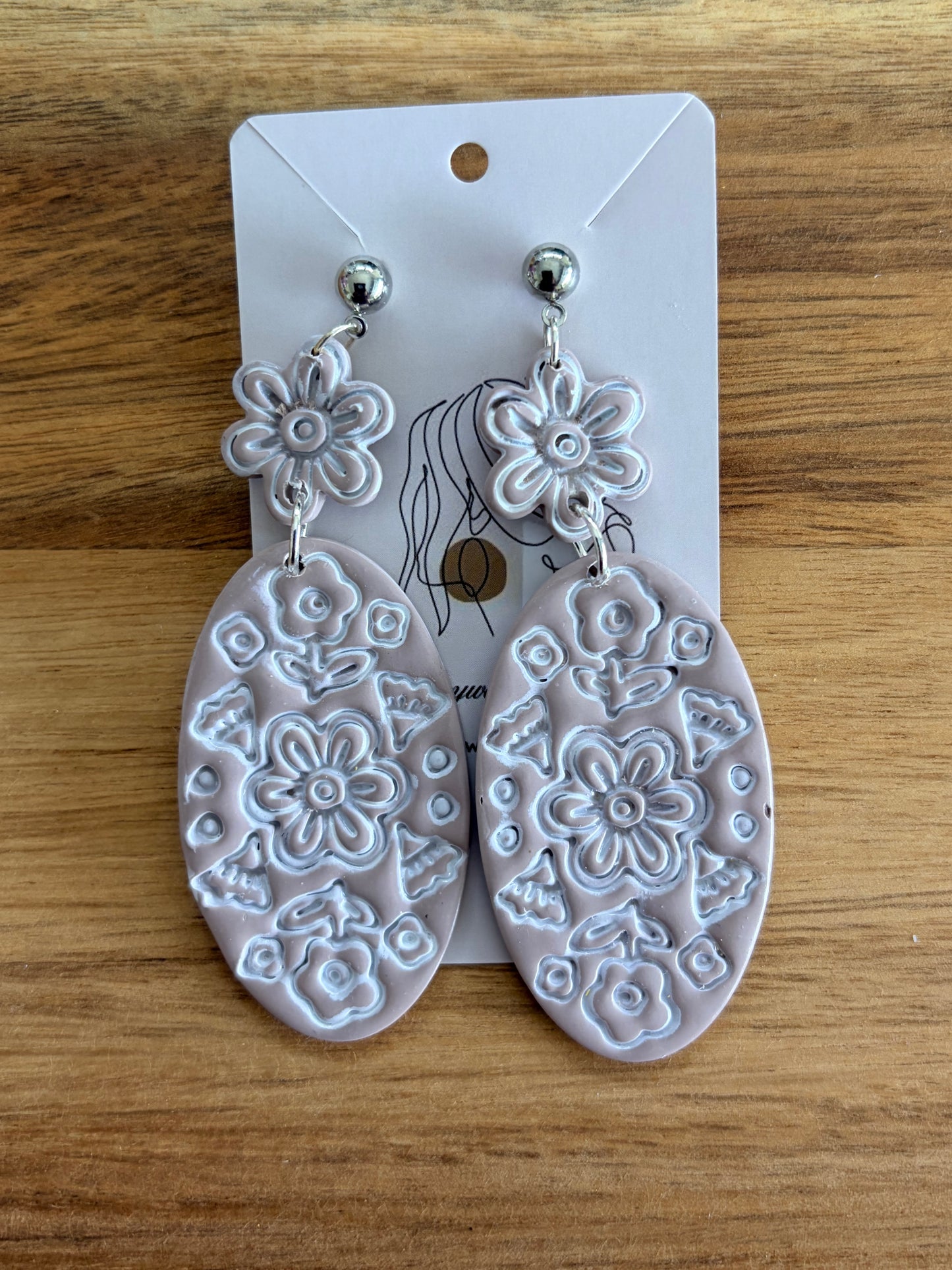 French pink love bloom earrings