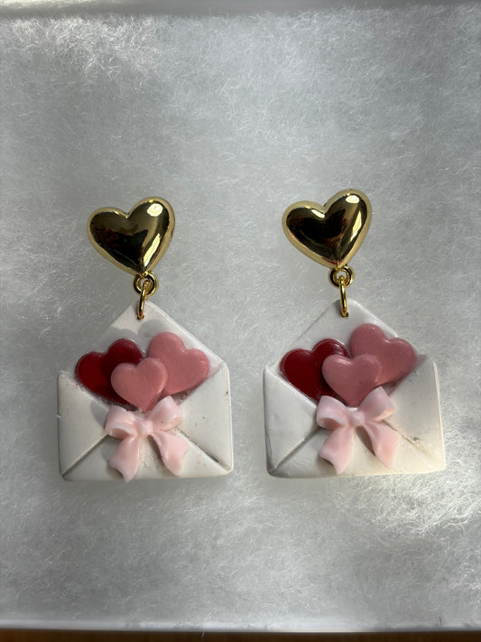 Love note hearts earrings