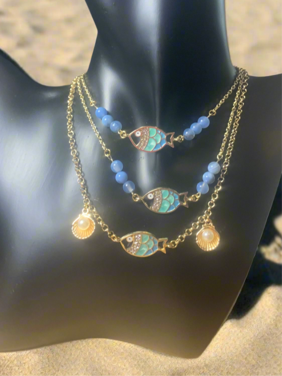 Fish necklace with beads