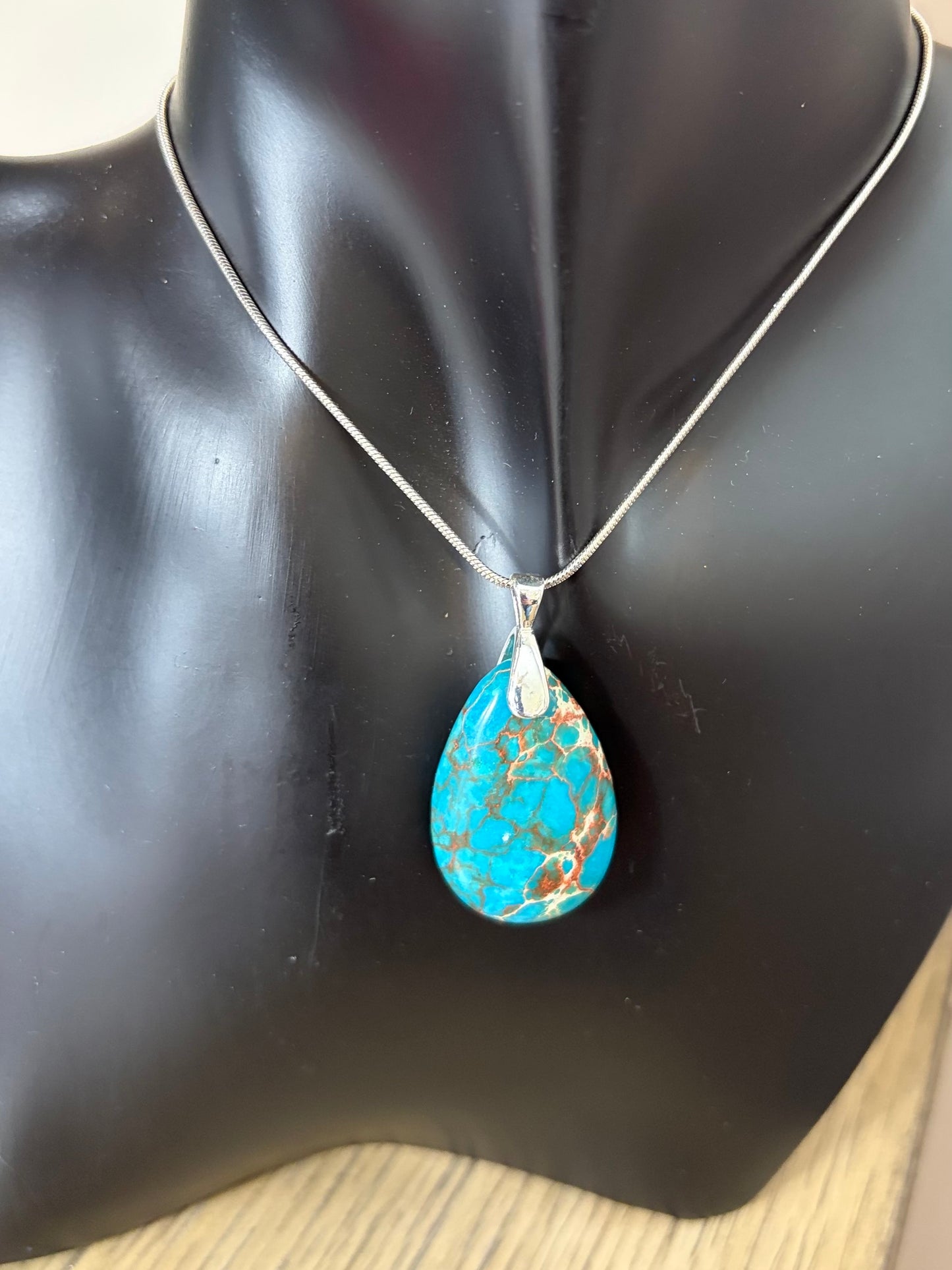 Imperial Blue jasper stone necklace