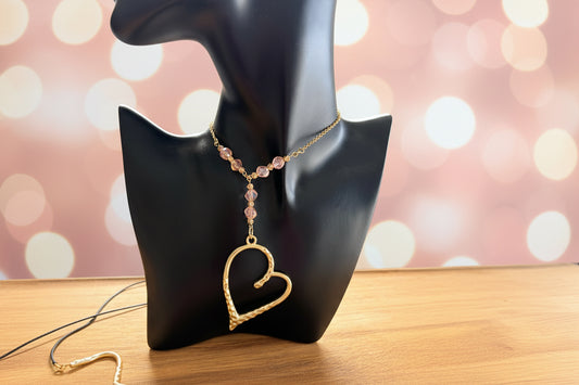 Golden Heart with Crystals Necklace