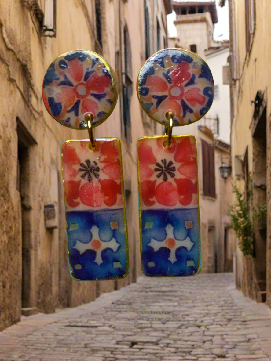 Talavera print earrings