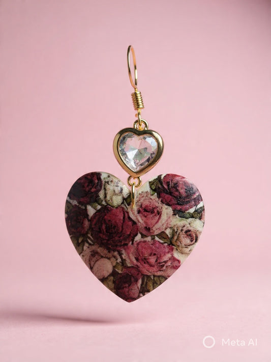 Victorian Rose Heart earrings