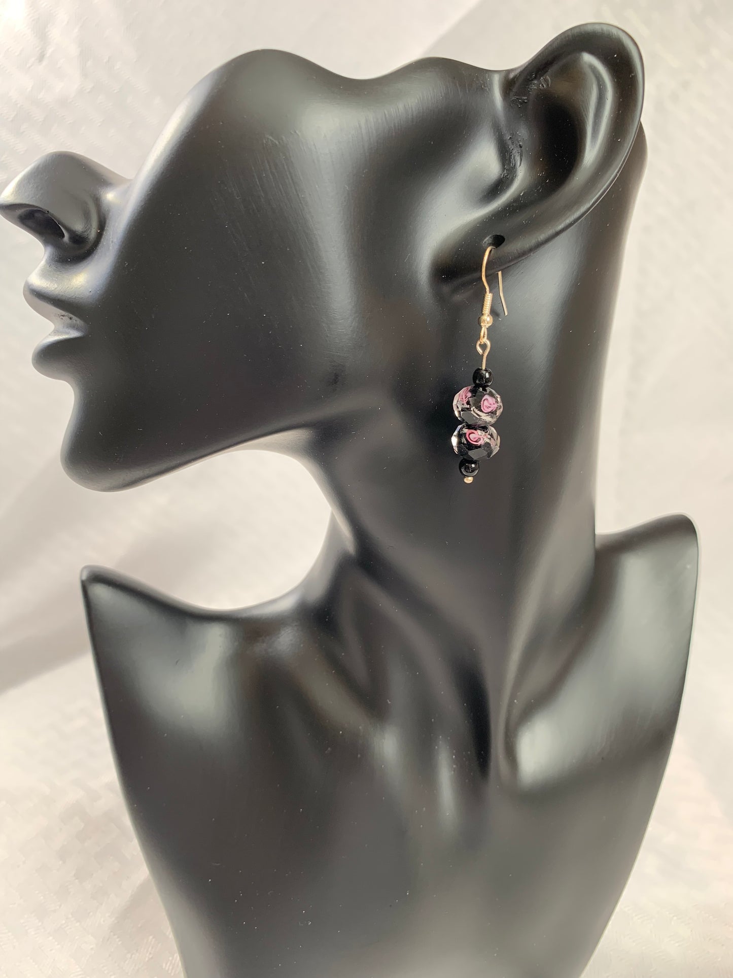 Glass rose earrings