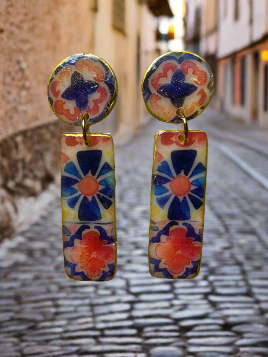 Talavera print earrings
