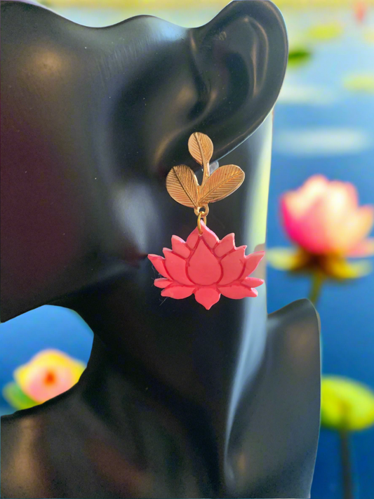 Lotus flower polymer clay earrings