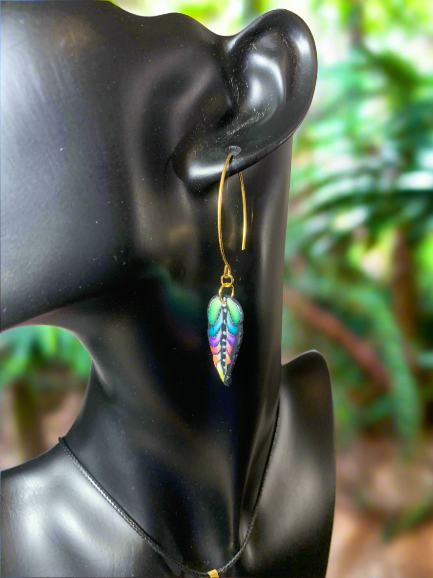 Peacock feather earrings