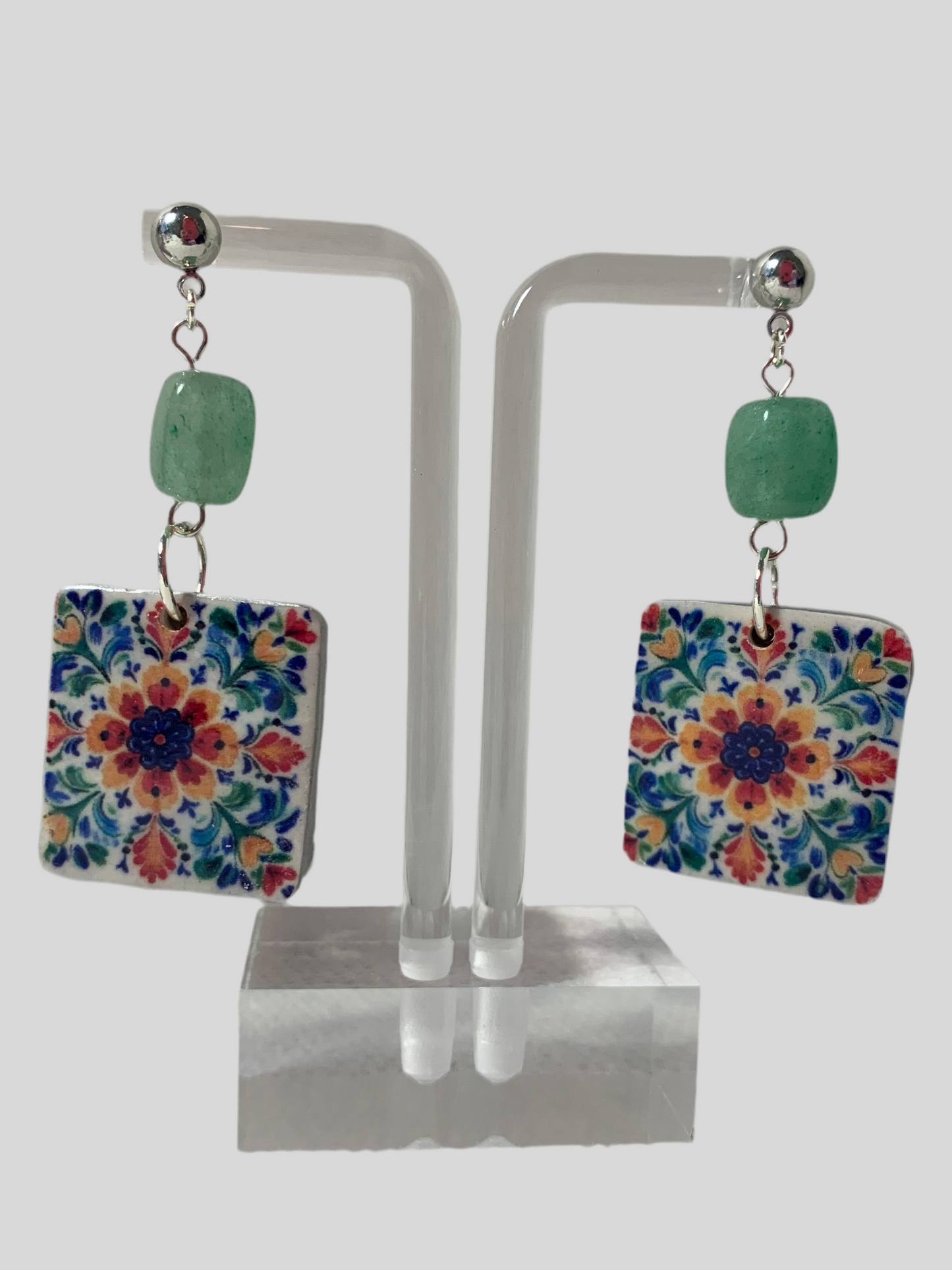 Mexican tile polymer clay earrings