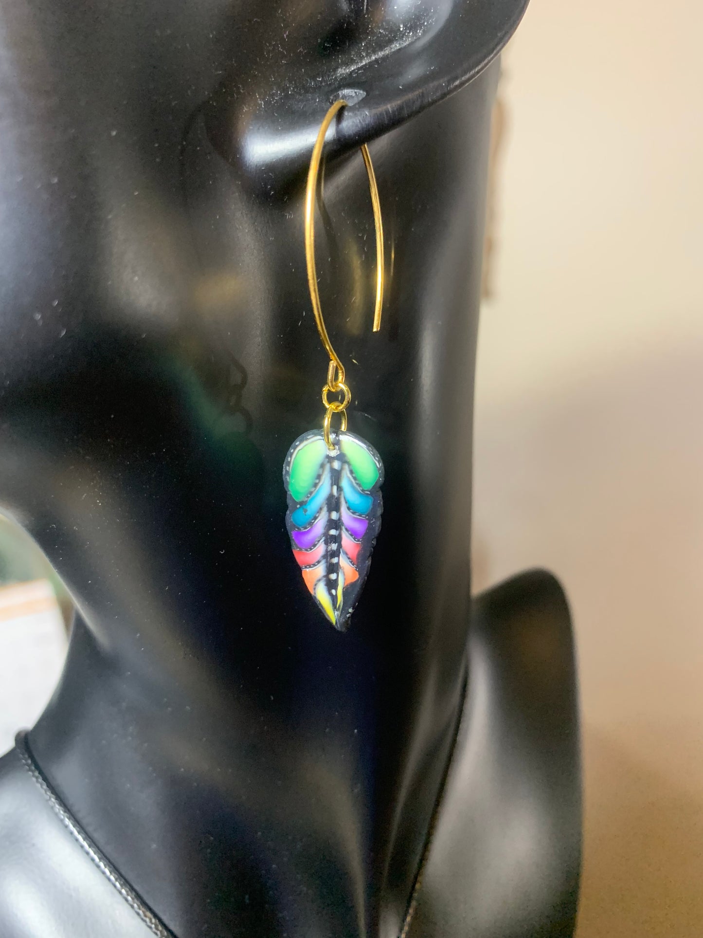 Peacock feather earrings