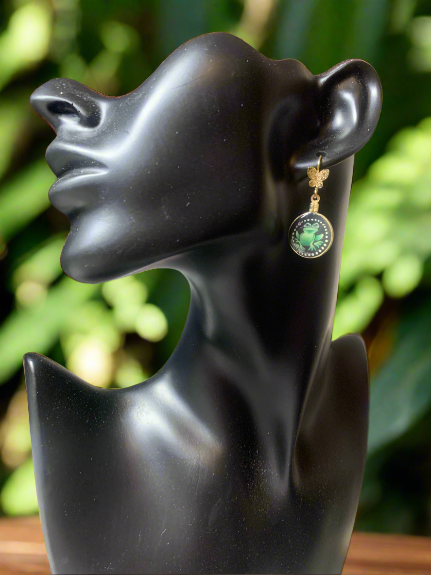 Frog earrings polymer clay