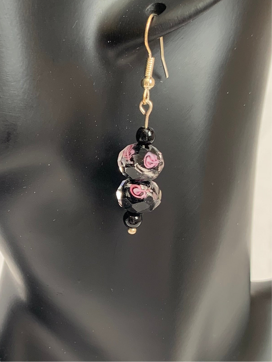 Glass rose earrings