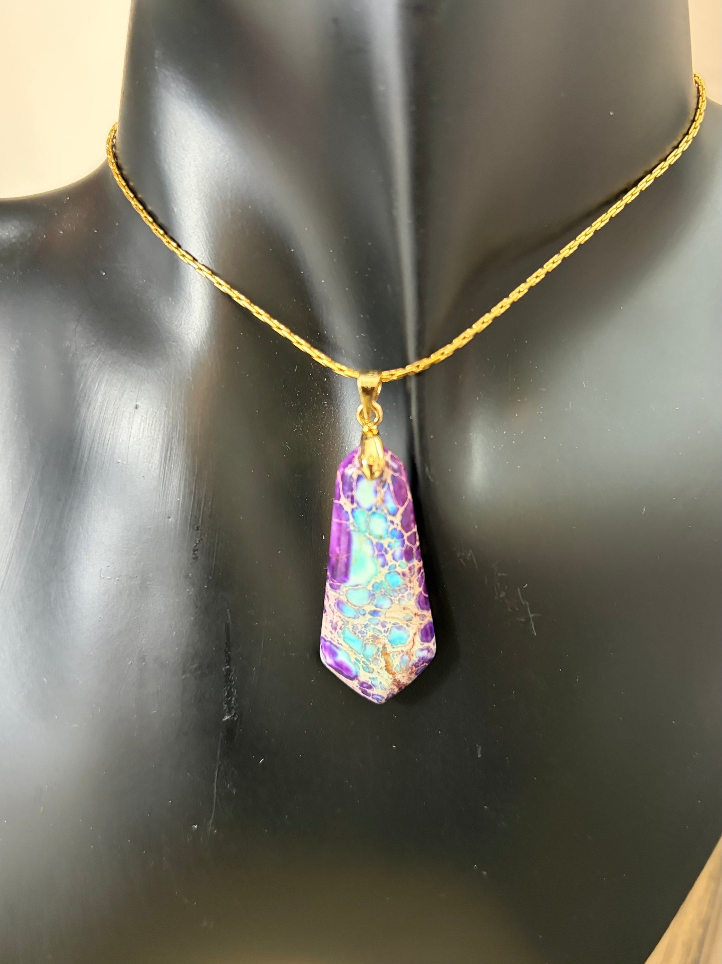 Imperial Blue jasper stone necklace