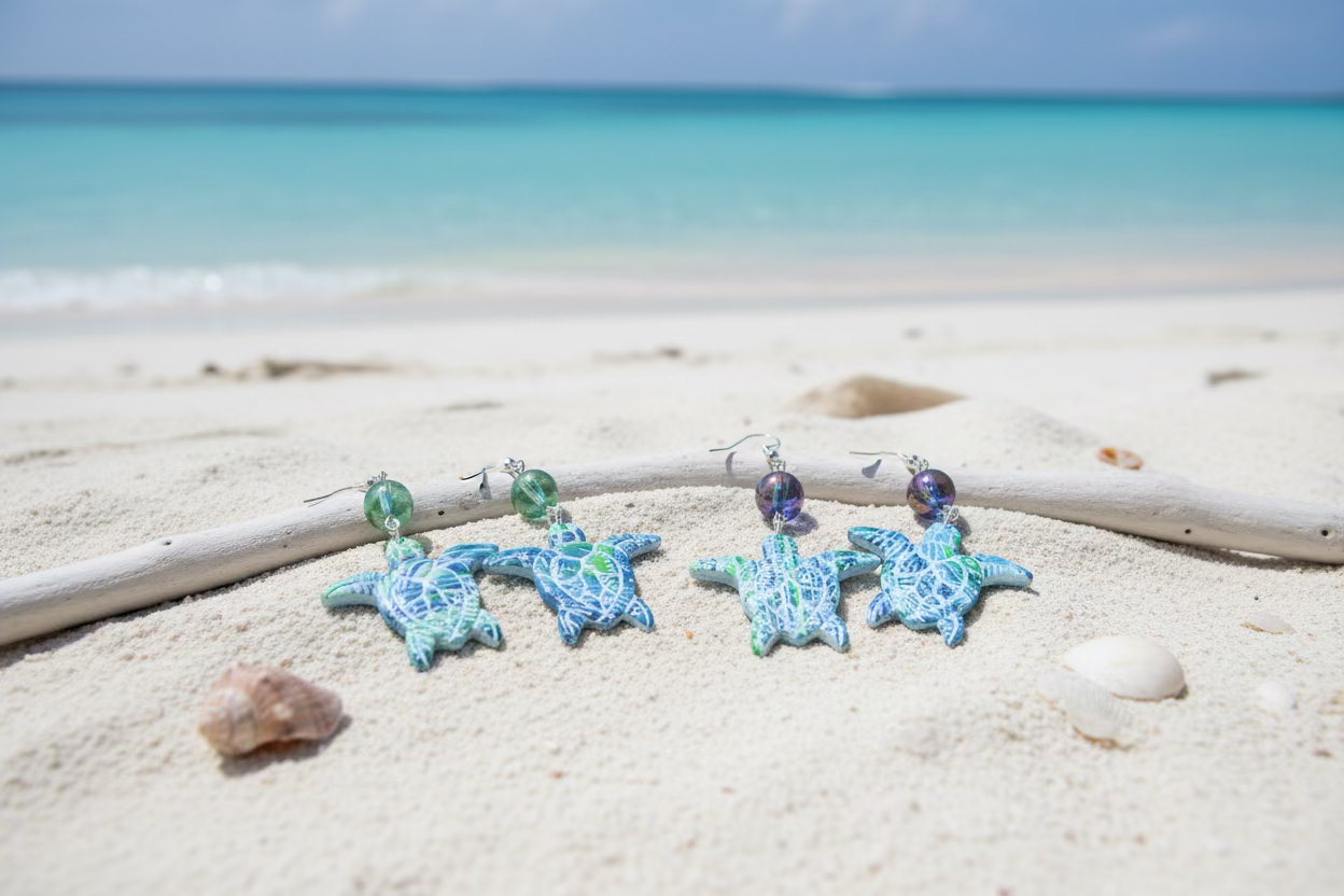 Sea turtles polymer clay earrings