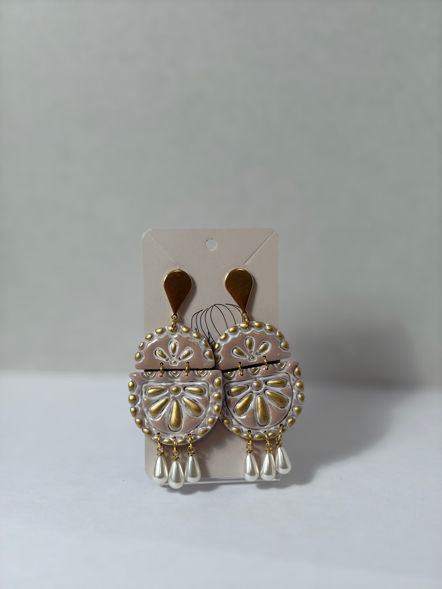 Pearl polymer clay earrings