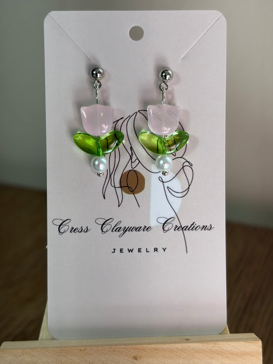Tulips tiny glass earrings