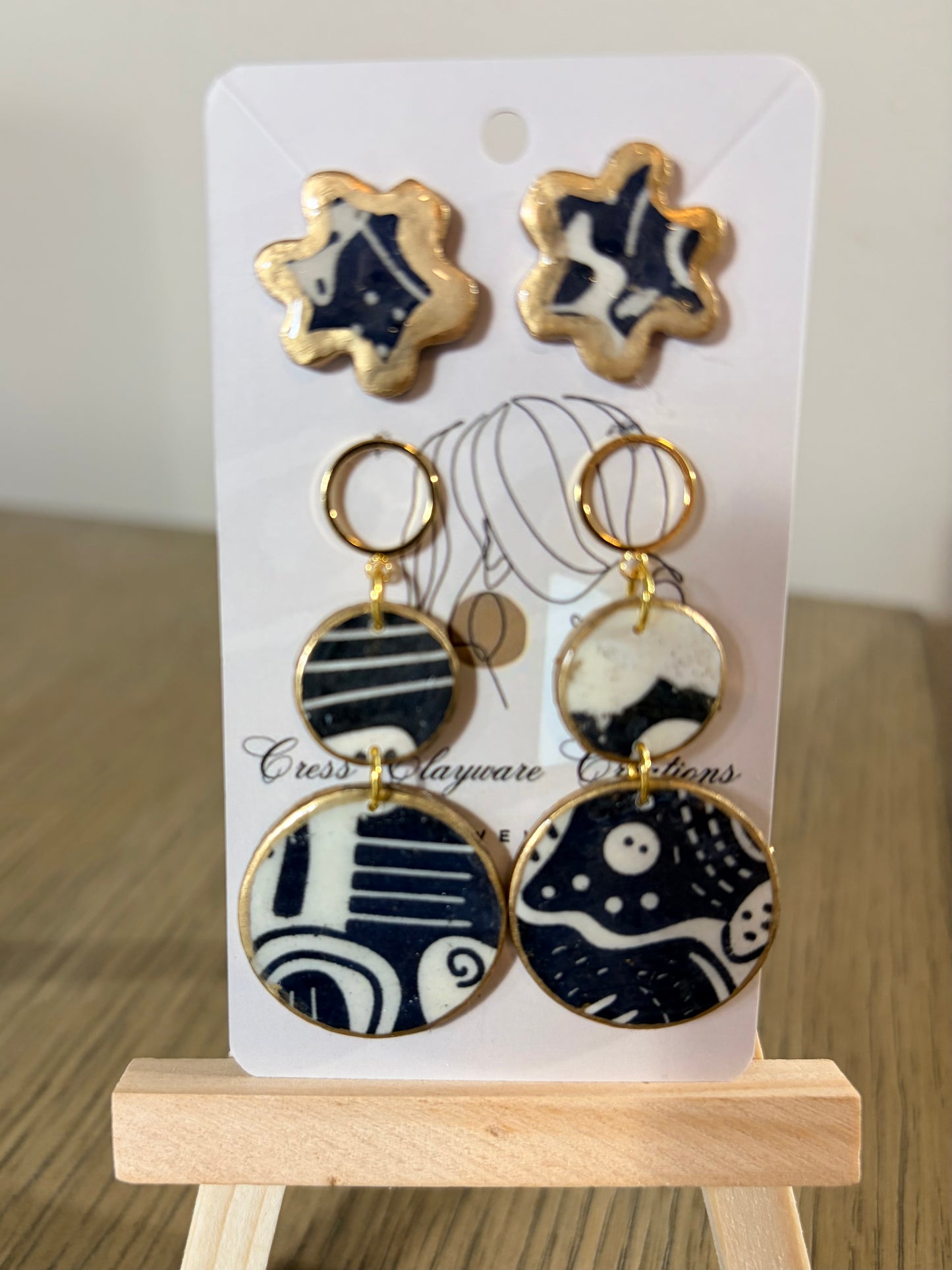 Ink and Ivory earrings