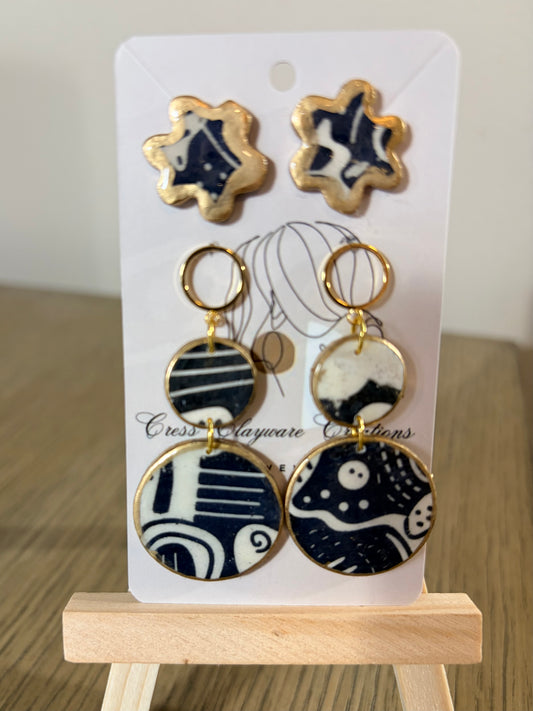 Ink and Ivory earrings