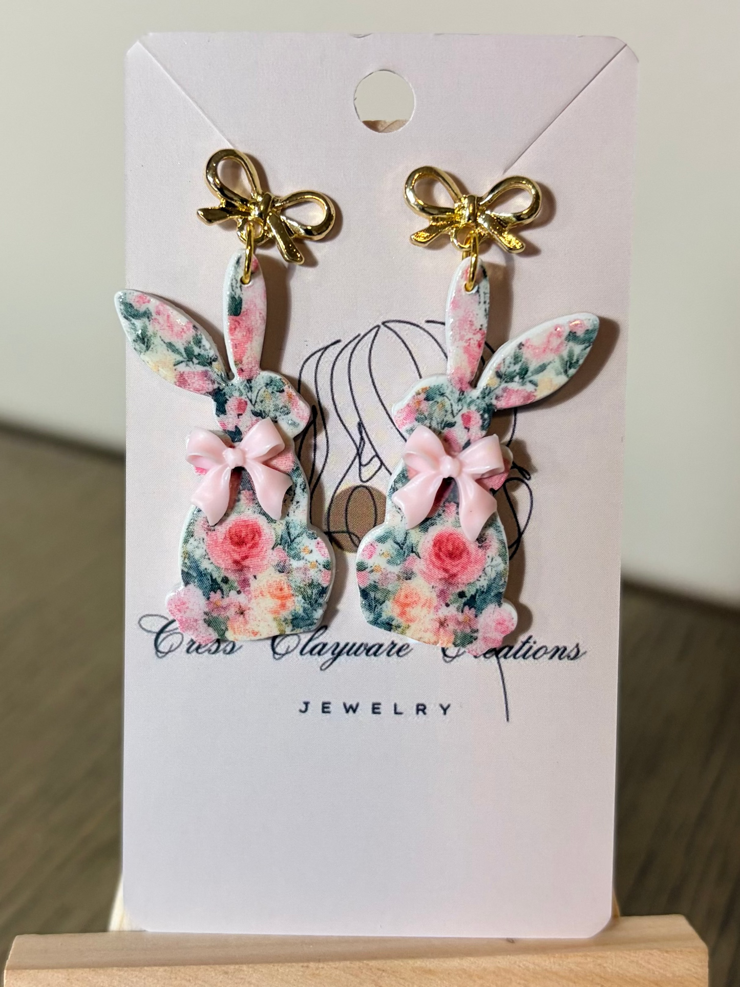 Easter Bunny flower print earrings