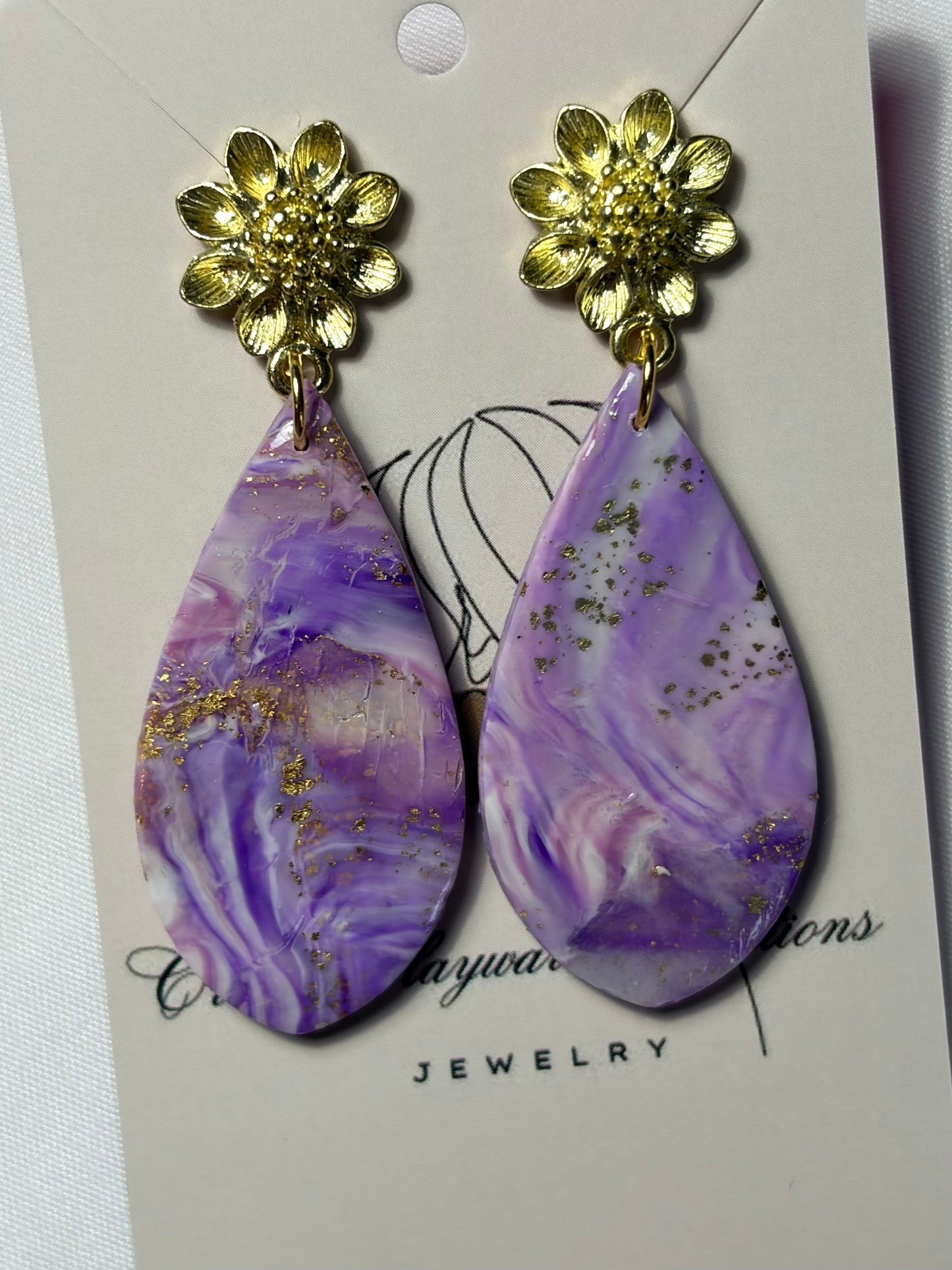 Cosmo purple polymer clay earrings
