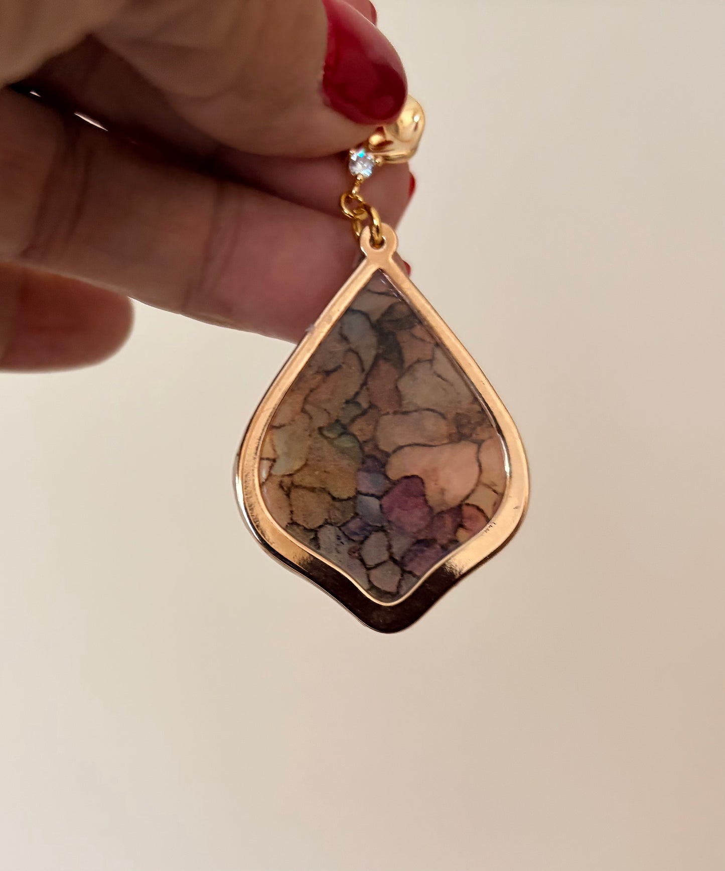 Flora drop polymer clay and metal earrings